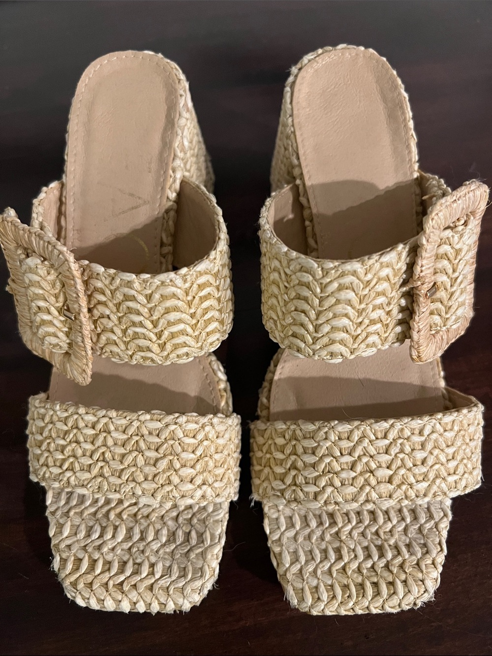Woven Raffia Slide Mules